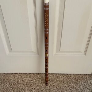 Brown Bamboo Flute with Gold Accents